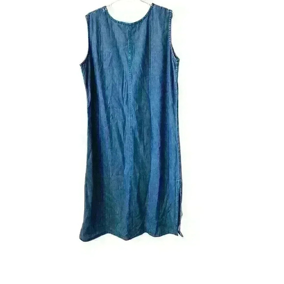 Vintage 90's Denim Dress Long Embroidered Floral Print Women's 1X - Picture 2 of 4